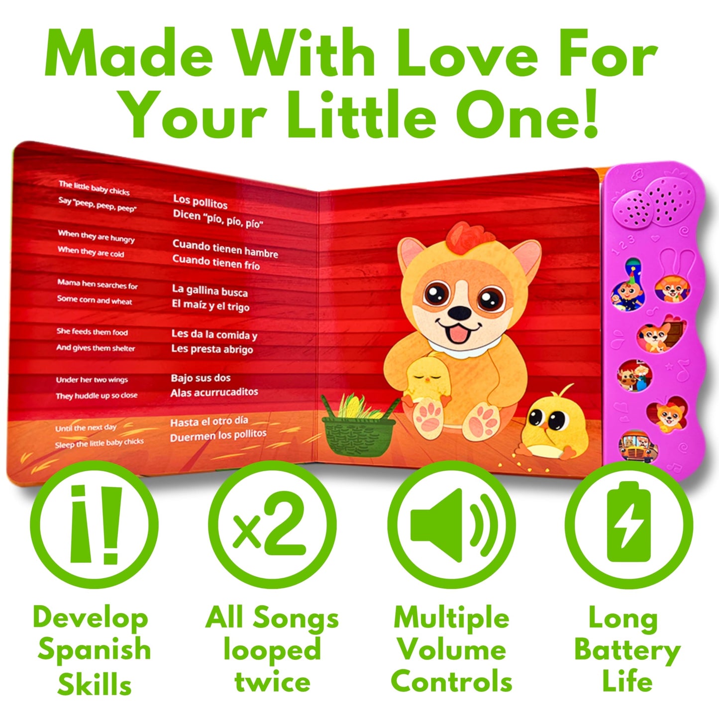 Coco Learns Spanish Vol. 3 | Musical Spanish Books For Kids 1-3, Spanish Toys For Babies & Toddlers 1-3, Baby & Toddler Spanish Books, Bilingual Learning Toys For 1 Year Old, Libros Para Bebes Español