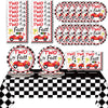 Two Fast Birthday Party Supplies Serves 24 Race Car 2Nd Party Paper Plates Napkins Set Racing Car Tablecloth Tableware Kit For T