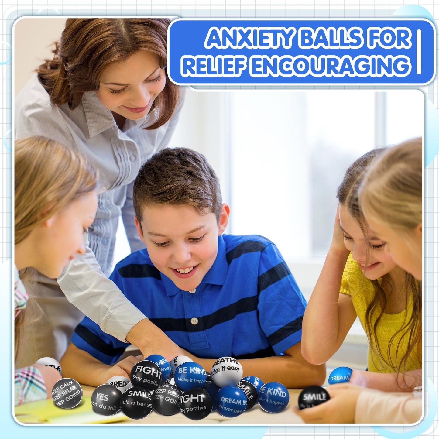 Liliful 48 Pieces Motivational Stress Balls Bulk for mature-themeds Fidget Toys Inspirational Squeeze Balls Valentine's Day Employee Appreciation Gift mature-themed Goodie Bag Stuffer 2.2 Inch(Classic Colors)