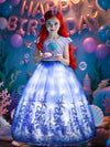 Gorkonpy Mermaid Costume Dress for Girls Light Up Princess Dresses Birthday Halloween Party Dress Up for Girls (7-8 Years)