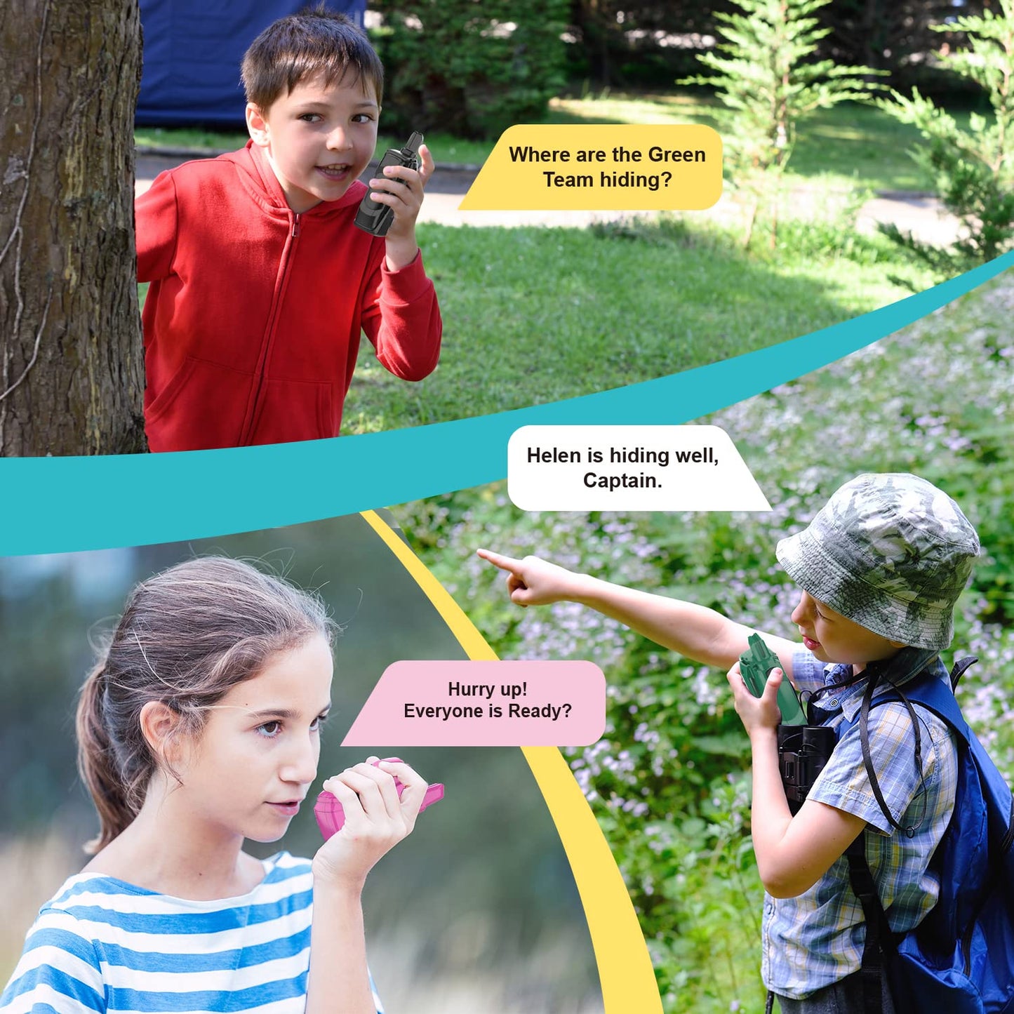Walkie Talkies For Kids, 22 Channels Long Range Walkie Talkies For Boys Girls 4-12, 2 Way Radio Toy, Outdoor Camping Gear Toys Gifts For Kids Ages 4-12 Bluegreenpink