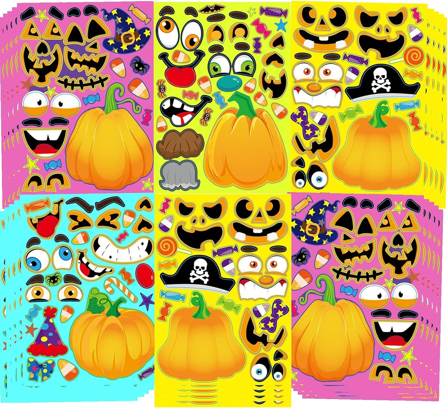 40 Sheets Halloween Party Games Stickers For Kids Make Your Own Jack-O-Lantern Stickers, Kids Halloween Activities Stickers Pumpkin Face Stickers For Kids Halloween Party Favors