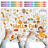 Giant Fall Coloring Poster With 6 Stacking Crayons, Pumpkin Maple Leaf Thanksgiving Party Favor Set Jumbo Wall Art Large Colorin