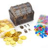 AiFanS Treasure Chest for Kids - Medium Plastic Chest with 288 Gold Coins & Gems - Perfect for Pirate Parties and Games
