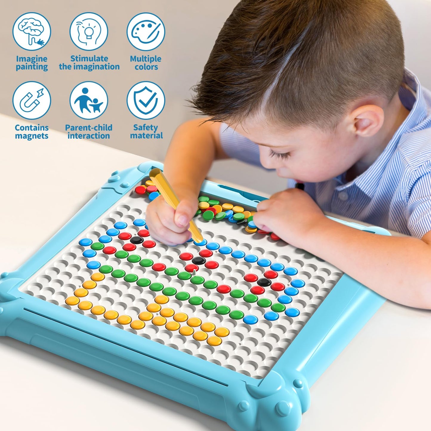 2-In-1 Large Magnetic Drawing Board For Toddlers Kids, Magnetic Color And Number Maze, Magnetic Dot Art Board For Kids, Montesso