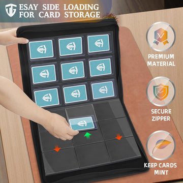 TCGUARD Grey Toploader Binder for 3x4 Rigid Toploaders - Holds 216 Cards, 9 Pocket Sleeves, Ideal for TCG & MTG Collectors