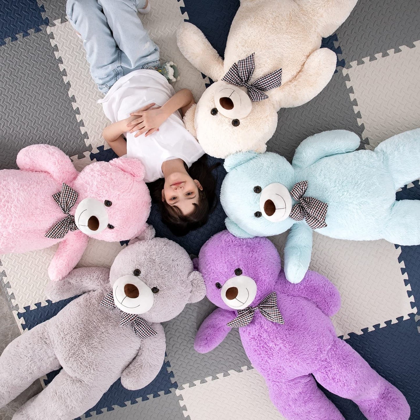 Morismos Giant Teddy Bear Stuffed Animals, Big Teddy Bear Gray Large Bear Plush Gifts For Girlfriend Kids Christmas Valentine'S