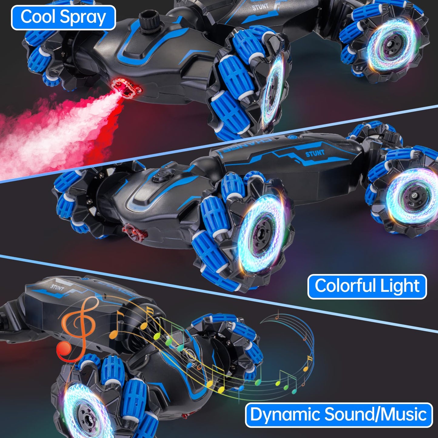 WJWMIRC 4WD Remote Control Gesture Sensor Car, Double-Sided Rotating 360 Flips Drift Car, 2.4 GHz Hand Control Car with Lights M