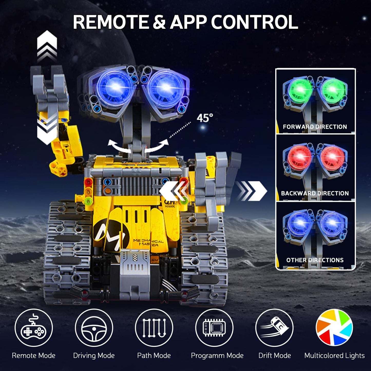 AoHu STEM Robot Building Toys, 4in1 Remote & APP-Controlled Wall Robot/Stunt Car/Triangle Robot Toys Set, Creative Gifts for Boy