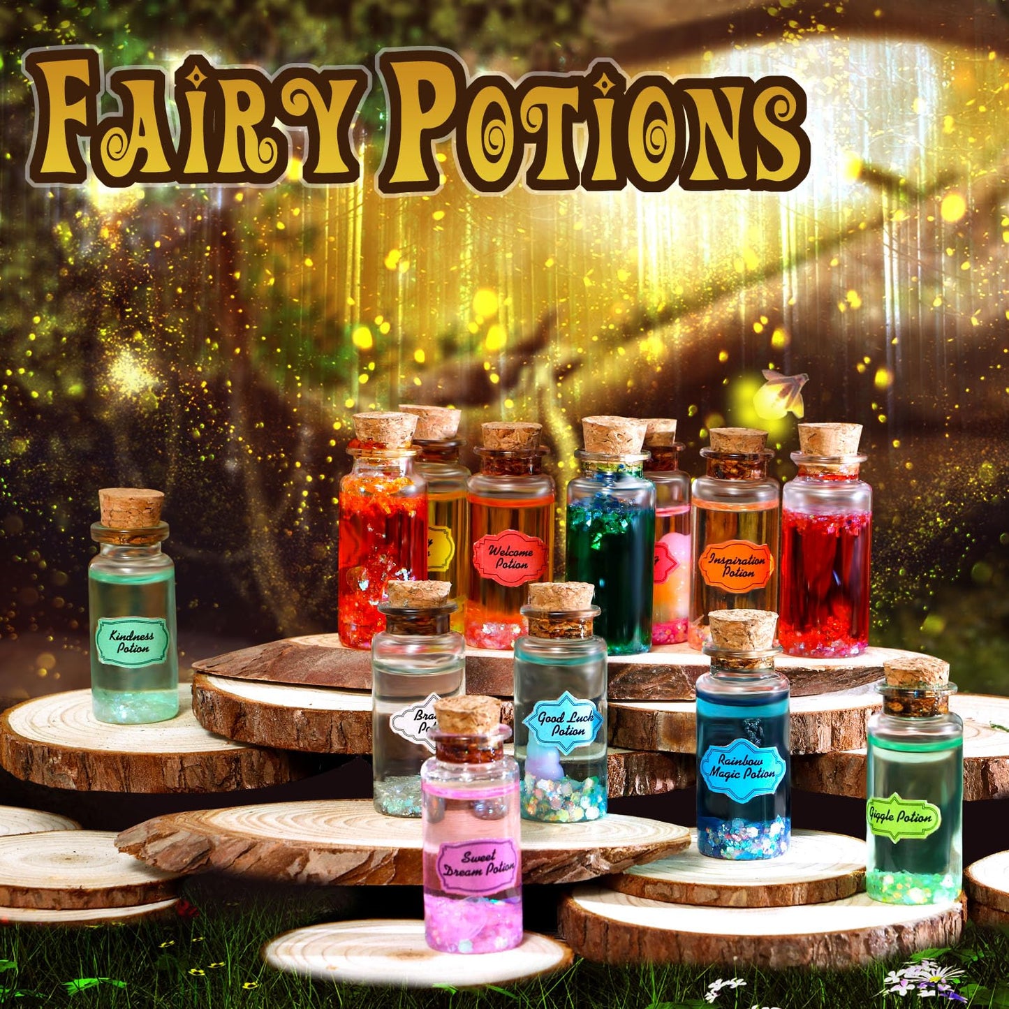 B Bascolor Fairy Themed Mixed Potion Craft Kit For Kids Girls - Potions Making Art Craft Diy Mixes Kit 21Pcs Potion Bottles, Cre