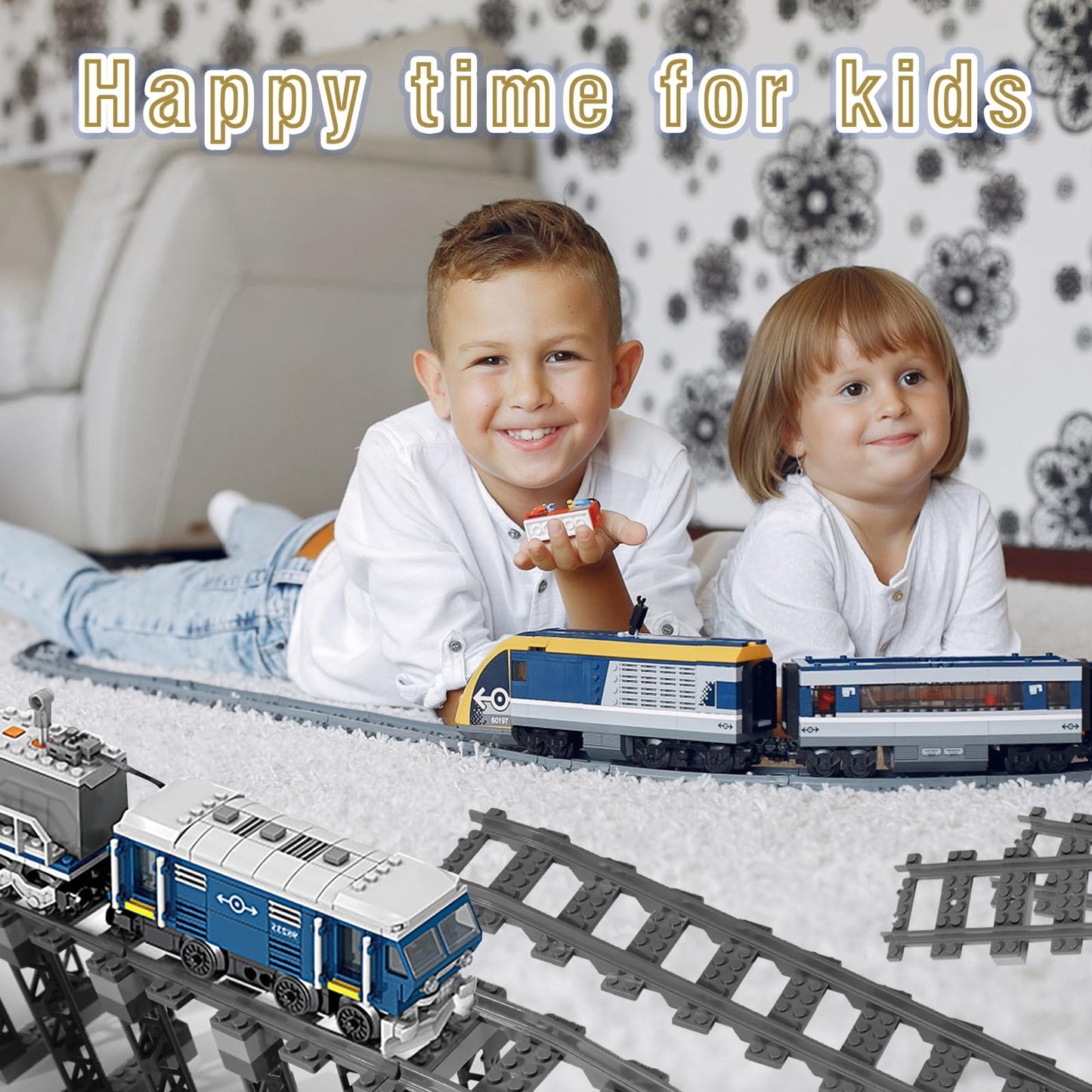 68 Pcs City Train Tracks Building Block Set Compatible With Lego,Train Tracks Accessories Set,Train Track Bridge Uphill And Down