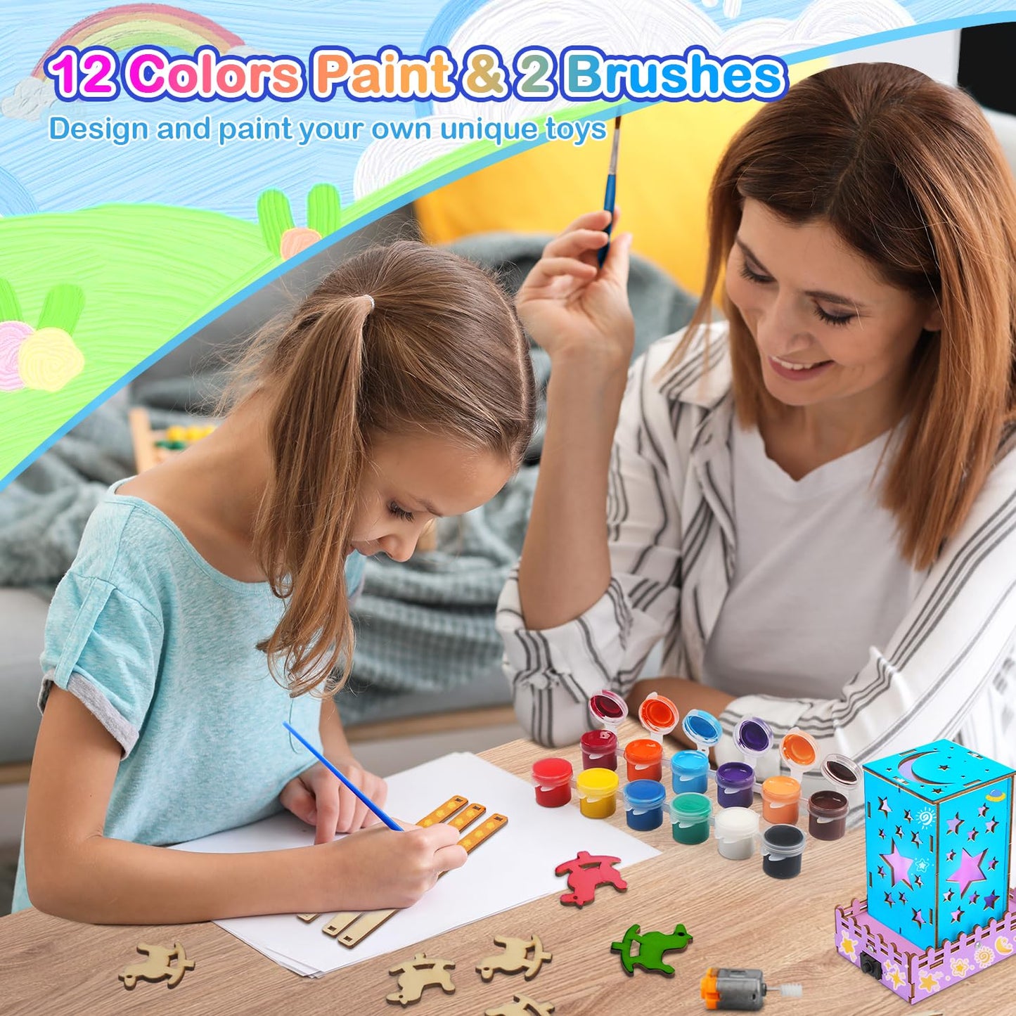 Poraxy 4 In 1 Stem Kits For Kids Ages 5-7 8-10 8-12,3D Wooden Puzzles, Science Project Model Craft Building Engineering Kit,Stem Toys For Ages 8-13,Birthday Gifts For Girls 6 7 8 9 10 11 12 Year Old