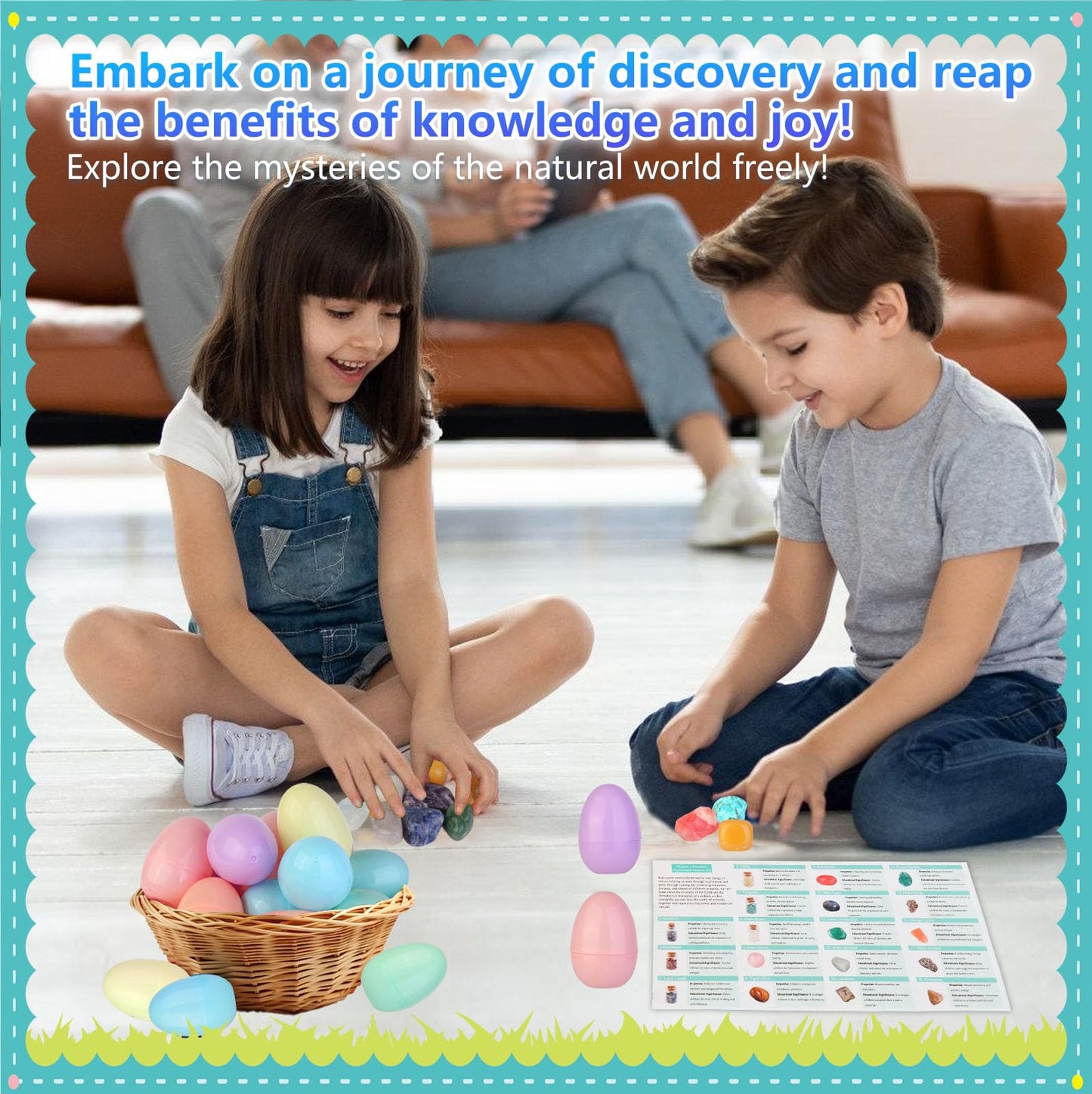 24 Pack Filled Easter Eggs Fillers Set - Easter Basket Fillers for Teens, Not Prefilled Easter Eggs with Natural Crystals & Rock