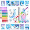 BenLouis 24 Frozen Mini Coloring Books with 24 Stacking Crayons Party Favors Winter Snowflake Themed Activity Book Crafts Bulk f