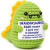 Mini Grandpa Gifts for Christmas- Handmade Crochet Dinosaur Grandpasaurus RAWR I Love You Gift for Grandpa Papa Pops Birthday Ch