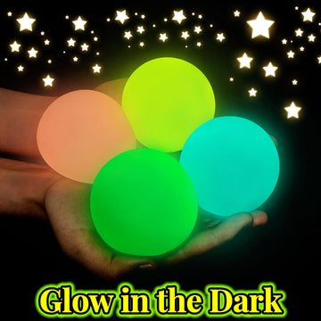 JIAHO 4 PCS Glow in The Dark Squishy Stress Balls, 2.4'' Sticky Dough Balls Squishy Toys, Party Favors for Kids, Stress Relief S