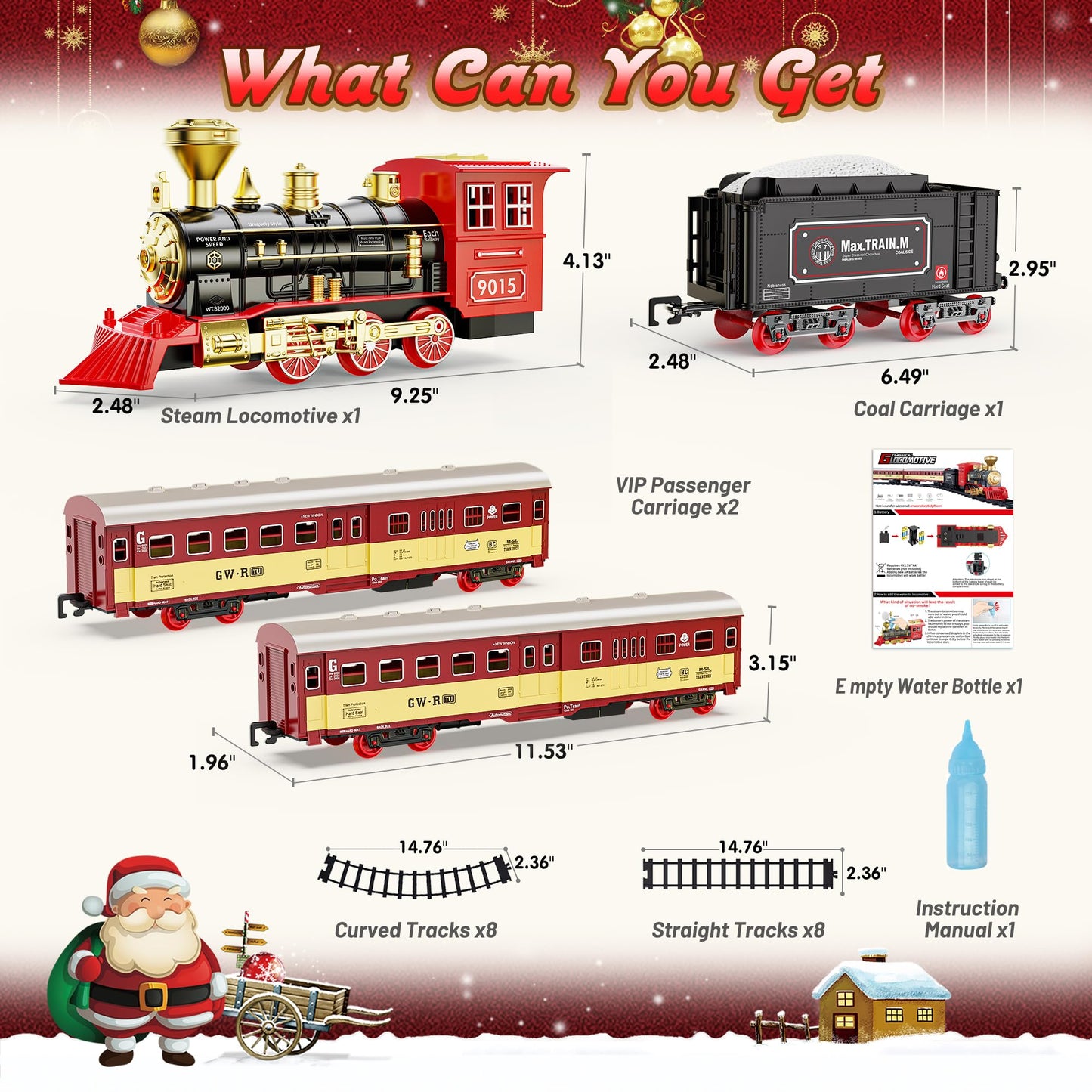 Hot Bee Christmas Train Set,Train Set For Toddlers 2-4,Christmas Train Sets For Around The Tree,Steam Locomotive With Lights,Sounds,And Spray,Easy Setup Train Toy,Perfect Train Set For Kids Ages 4-8