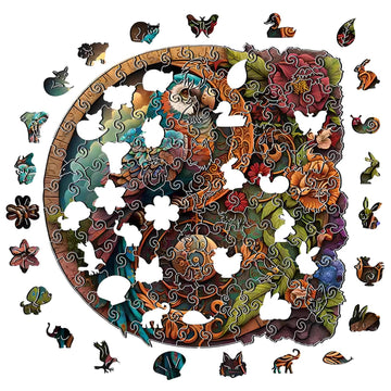 CRAFTHUB Wooden Jigsaw Puzzles - Parrot Yin Yang - Wooden Puzzles for mature-themeds & Kids - Animal Shaped Family Games Gift Ideas for Women and Men 134 Piece A3 Size 10x10.1