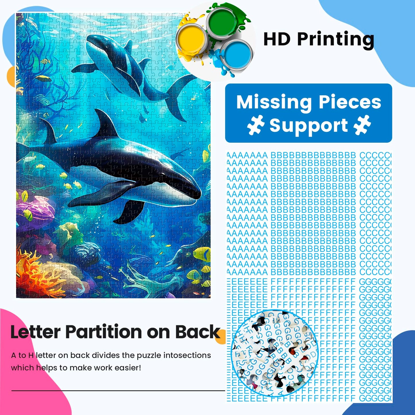 Mjyphdm 2 Pack 1000 Piece Puzzle, Jigsaw Puzzles 1000 Pieces For Adults, 1000 Piece Puzzle For Adults, Killer Whales Puzzles For Adults, Octopus Jigsaw Puzzles For Adults