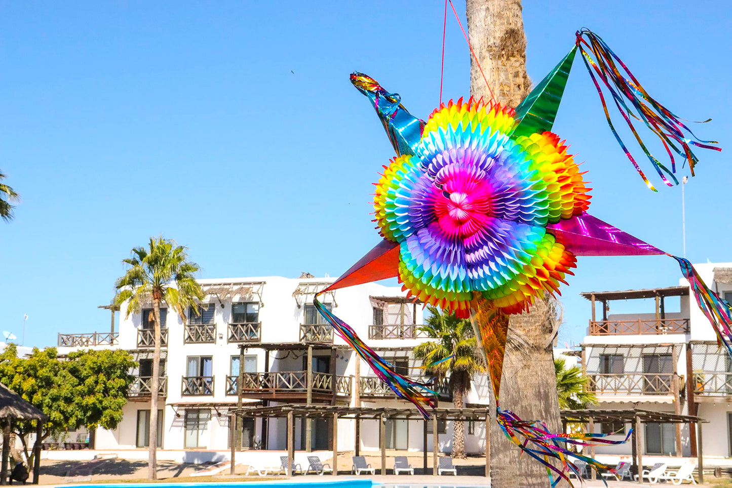 Celly Party Mexican Star Pinata, Rainbow Colorful 32 Inch Large Foldable Pinata for Birthdays, Cinco de Mayo, Halloween, Festiva