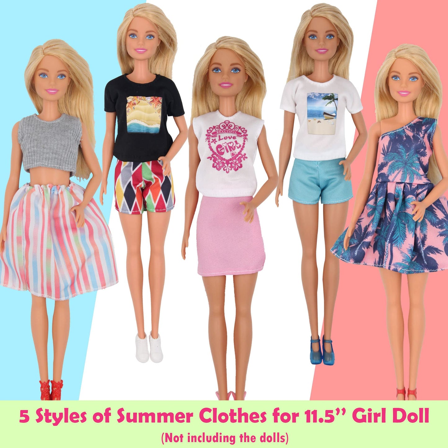 Eutenghao 78Pcs Doll Clothes And Accessories For 11.5 Inch Girl Doll And 12 Inch Boy Doll Includes 28 Wear Clothes Shoes And Couple'S Clothes Sky Wheel Surfboard Hat For Summer Style Doll Accessories