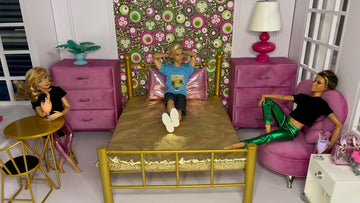 Eledoll 1:6 Dollhouse Furniture Pink Velvet Dresser 3-Drawer Clothes Storage For 12'' Fashion Doll 1/6 Scale Collectible Miniatu