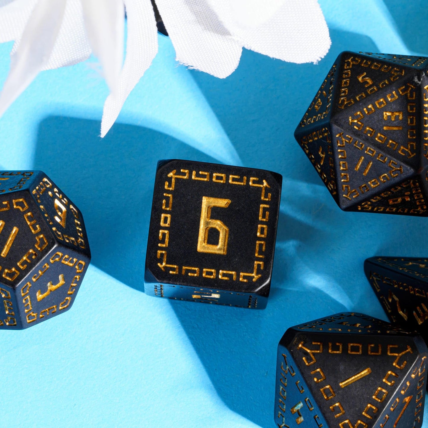 HDdais DND Dice Set, 7PCS Polyhedral Dice Set D&D for MTG Dungeons and Dragons Role Playing Game(Black)