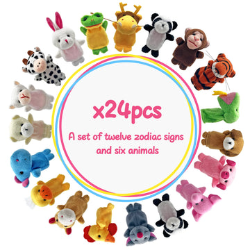 24 Pcs Finger Puppets Set Mini Stuffed Animals Finger Puppet Toys For Storytelling Playing Teaching Shows Playtime Schools Birth