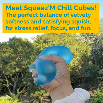 2-Pack enhanced Squeez'M Chill Cubes - Blue & Purple Fidget Sensory Toys for Stress Relief - Soft & Durable for Kids & mature-themeds - Safe Gift-Ready and Perfect for Travel (Blue & Purple 2-Pack)