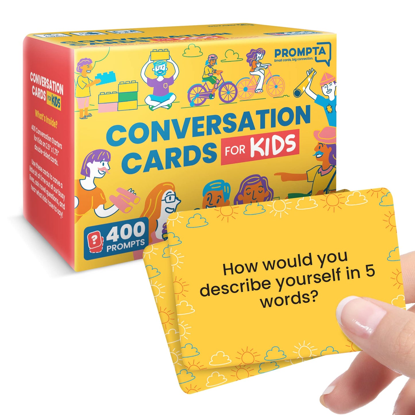 Conversation Cards For Kids - 400 Fun Conversation Starters For Family Game Night Or Dinner - Road Trip Must Haves Travel Games