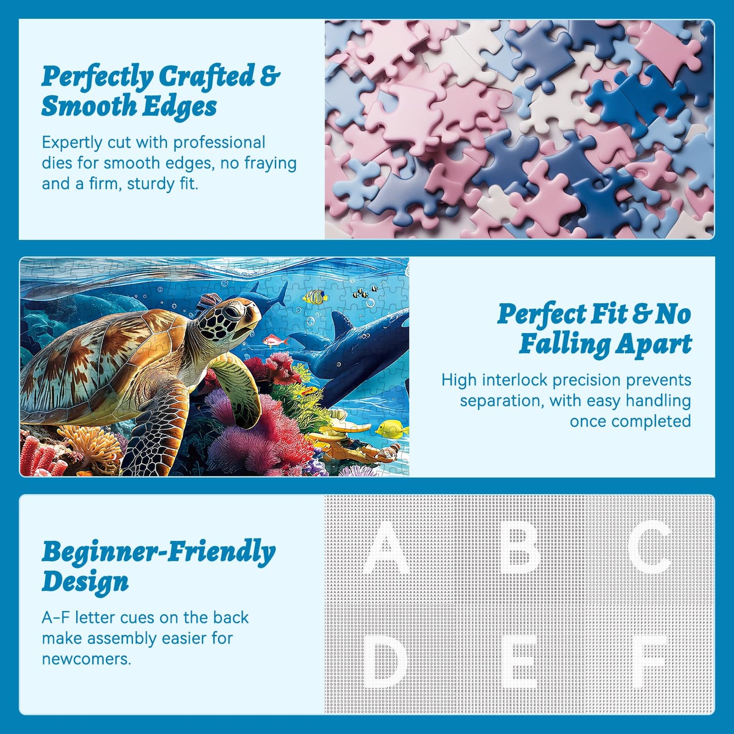 HQXXJW 300 Piece Puzzles for mature-themeds 300 Piece Puzzles for mature-themeds Large Piece Turtles Orca Coral Reef Ocean Jigsaw Puzzle Funny Gift for mature-themed Kids Senior Challenging Family Games Toy 20.5 X 15 in