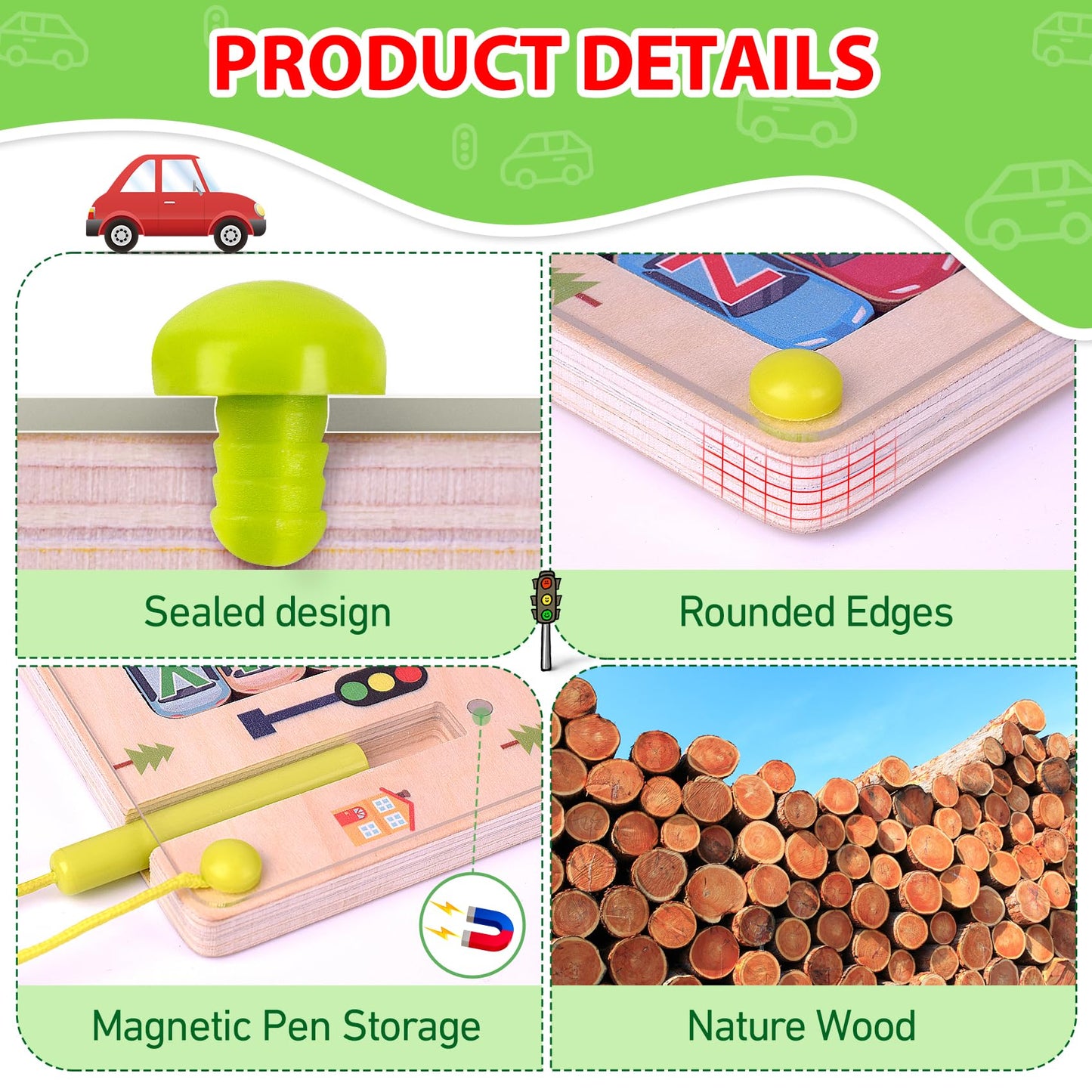 Scuwtocn Wooden Magnetic Alphabet Maze Letter Puzzle, Montessori Fine Motor Skills Toys For Boys Girls 3 4 5 Years Old, Abc Learning Toys For Kids Age 3+, Christmas, Birthday Present