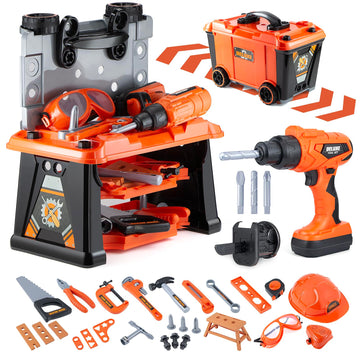3 in 1 Kids Tool Bench- Zealous 79pcs Toddler Tool Bench with Tool Box and Electronic Toy Drill ,Kids Tool Set for Toddler Boys