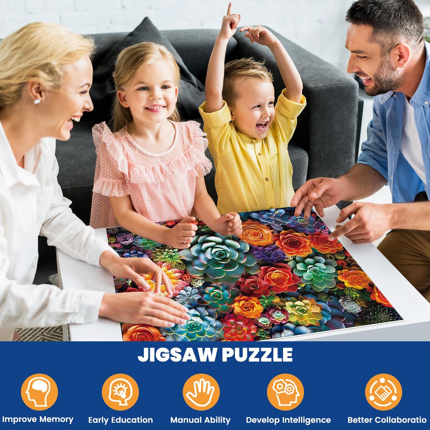 1000 Piece Puzzle For Adults - Colourful Flowers & Succulent Plants Puzzle For Adults Children - Recycled Paper Jigsaw Puzzle 10