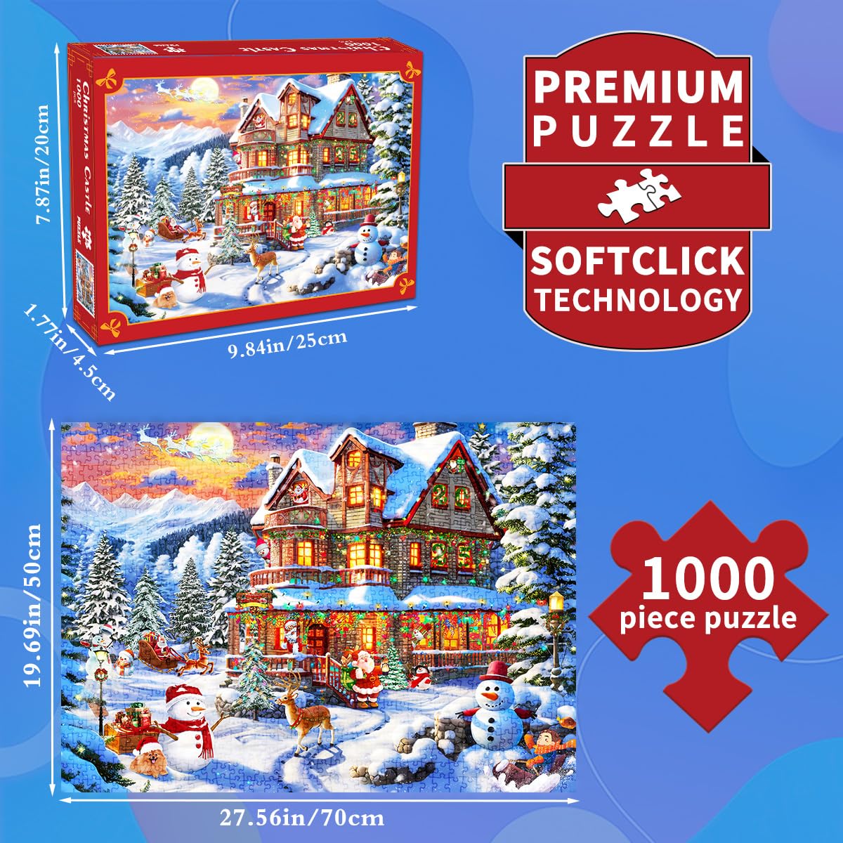 Huadada Christmas Puzzles 1000 Pieces For Adults - Christmas Cheer Jigsaw Puzzle 1000 Piece- Jigsaw Puzzles For Adults And Kids 1000 Piece Holiday Jigsaw Puzzle
