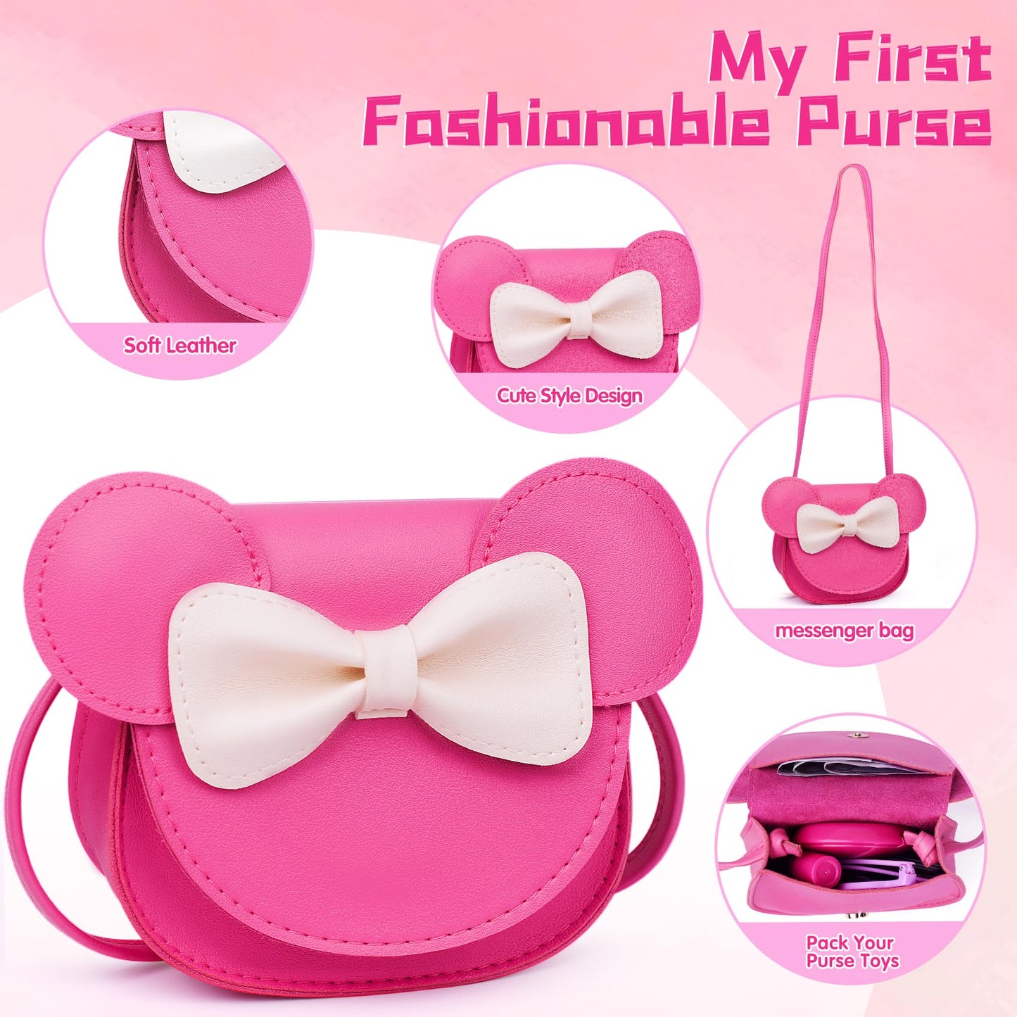 Pretend Play Toddler Girl Purse With Makeup Toys Set, Little Girls Purse Toys For 3 4 5 6 7 Year Old Girl Gifts, Kids Purse For