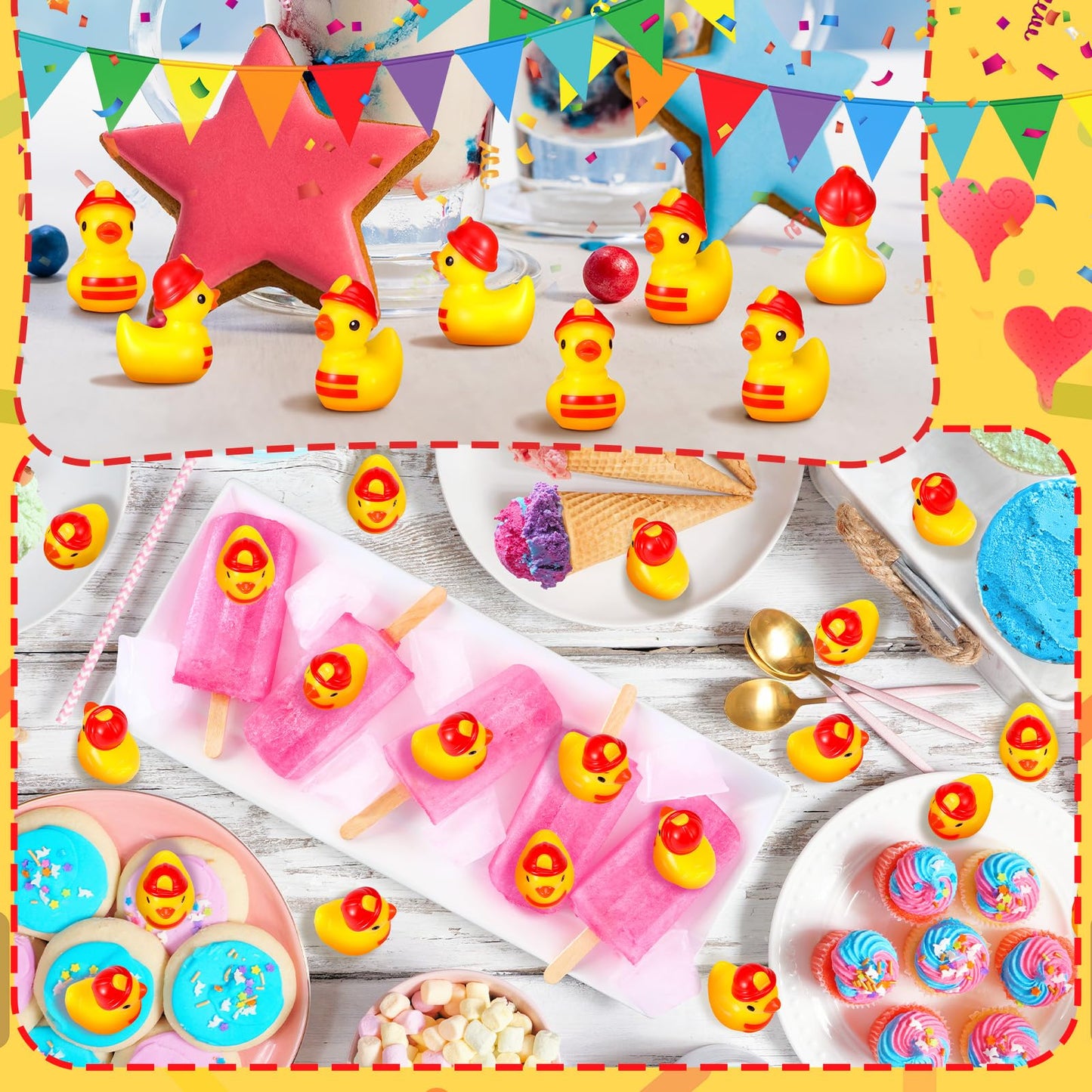VioraWhite 100 Pcs Themed Ducks Mini Resin Ducks Figures Tiny Resin Figures Party Favors Party Decorations for Crafts Making DIY