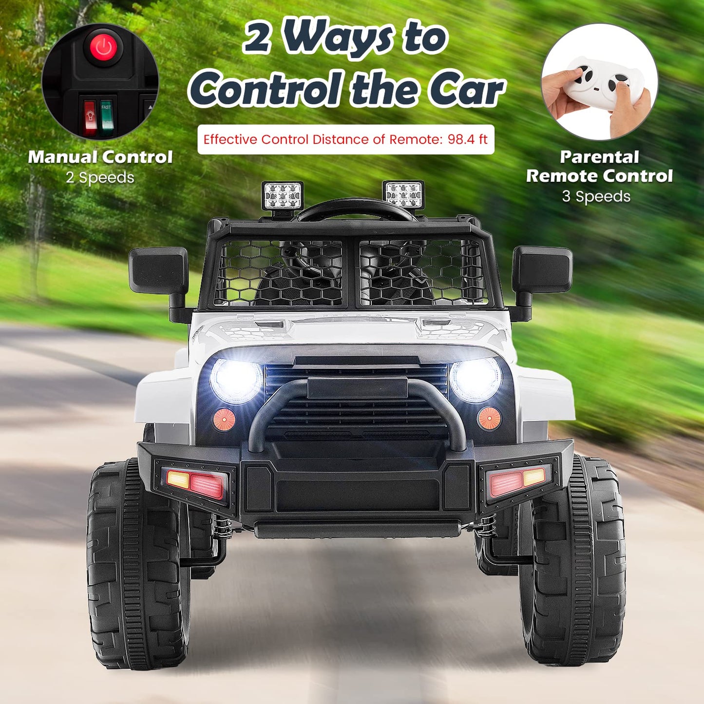 Costzon Ride on Car, 12V Battery Powered Truck Vehicle with Remote Control, Spring Suspension, Headlights, Music, Horn, MP3, USB