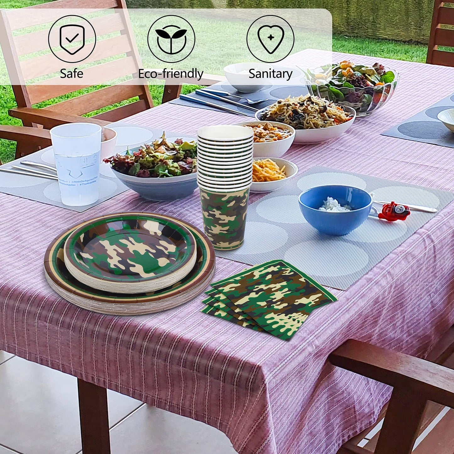 Durony 96 Pieces Camouflage Themed Party Supplies Serve 24 Include Dinner Paper Plates Luncheon Napkins Party Cups For Camouflag