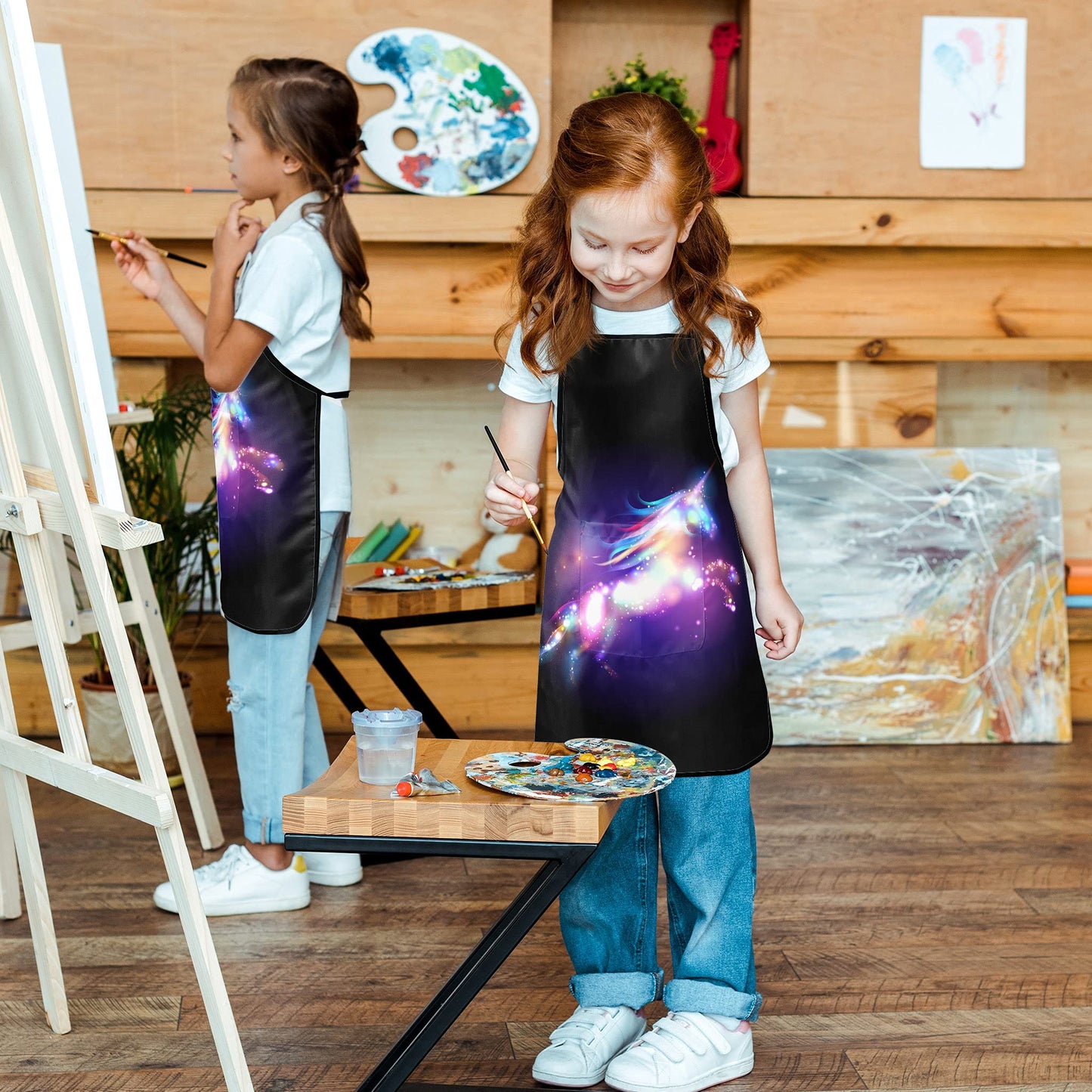 Popologa Magic Animal Apron For Girls Boys Kids Cooking Painting Aprons Art Smock Supplies Toddler