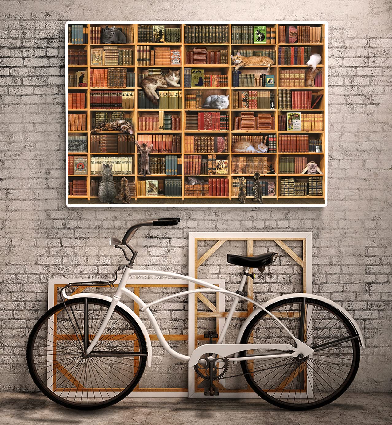 Puzzles For Adults 1000 Pieces And Up, Cats Library Jigsaw Puzzle, Funny Kitten Bookshelf Puzzles, Animal Pet Lover Challenging Puzzles For Friends Family Activity Game Nights Gifts