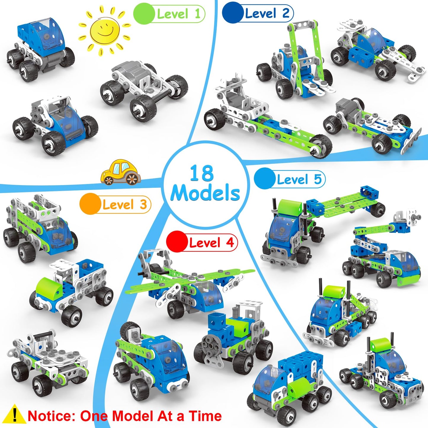 18 In 1 Stem Toys For 4 5 6 7 8+ Year Old Boy Girl Birthday Gifts Educational Building Toys For Kids Ages 4-8 5-7 6-8 Build And Play Stem Activities Construction Toy For Boys 4-6 8-10 (Pull Back Cars)