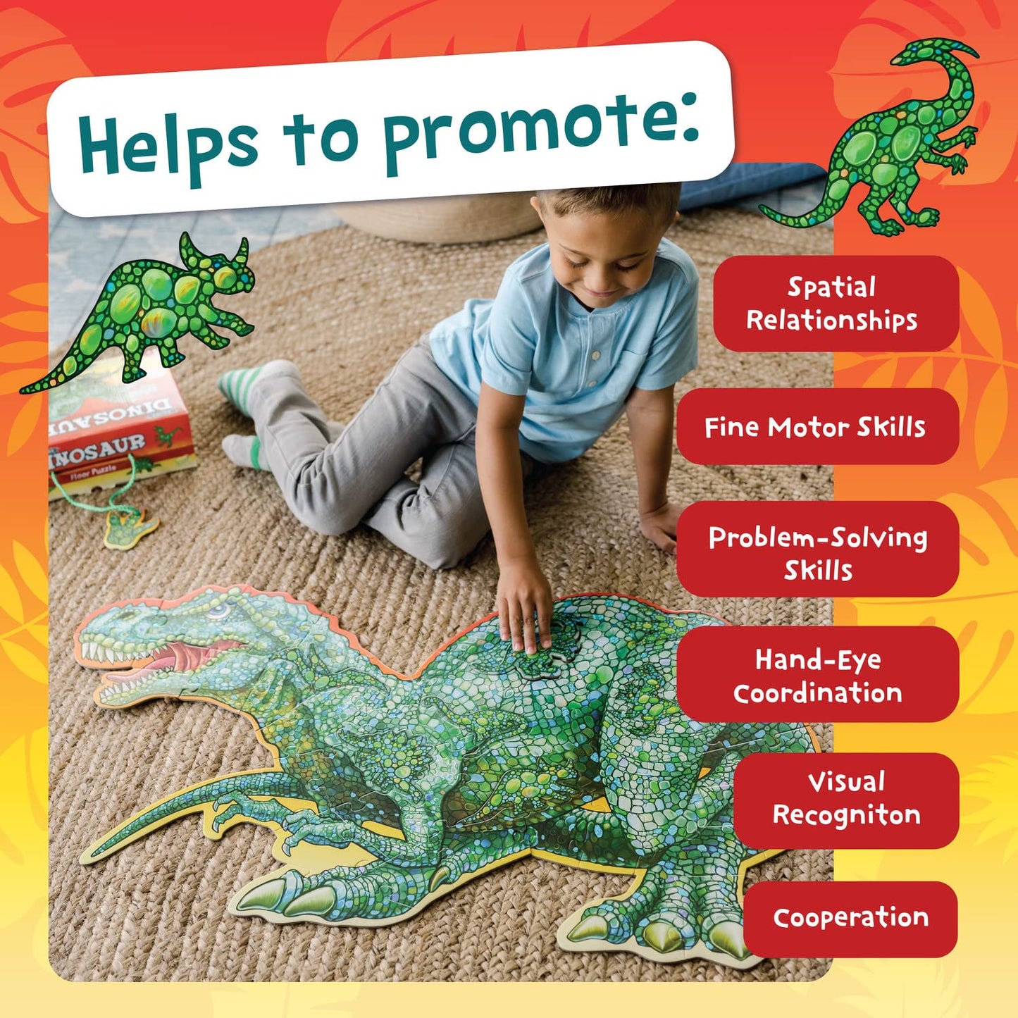 Peaceable Kingdom Shiny Dinosaur Floor Puzzle, 1 Ea