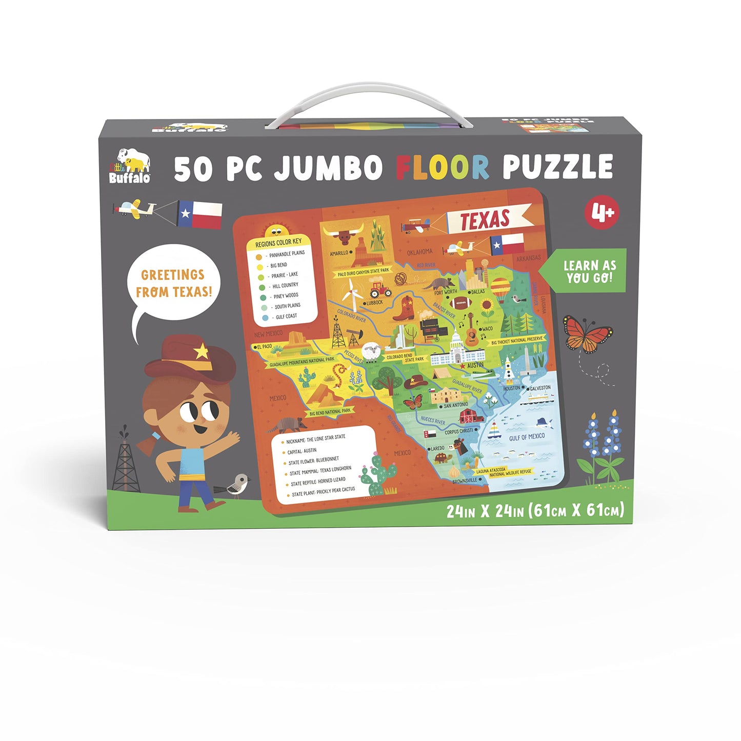 Little Buffalo - Learning & Education - State Puzzle: Texas For Kids Ages 4 And Up