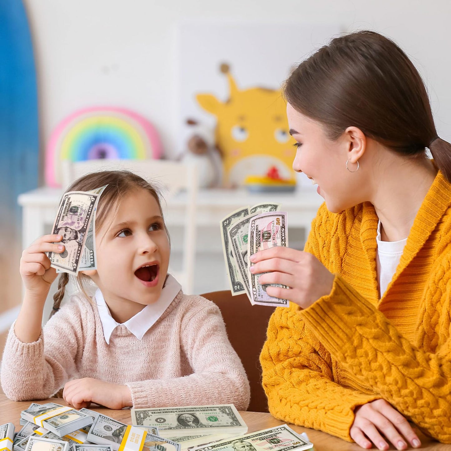 RIFENDA Prop Money 200 pcs Movie Money Play Money Number Learning Education Toys for Girls Boys, Ages 3+ Develops Early Math Ski