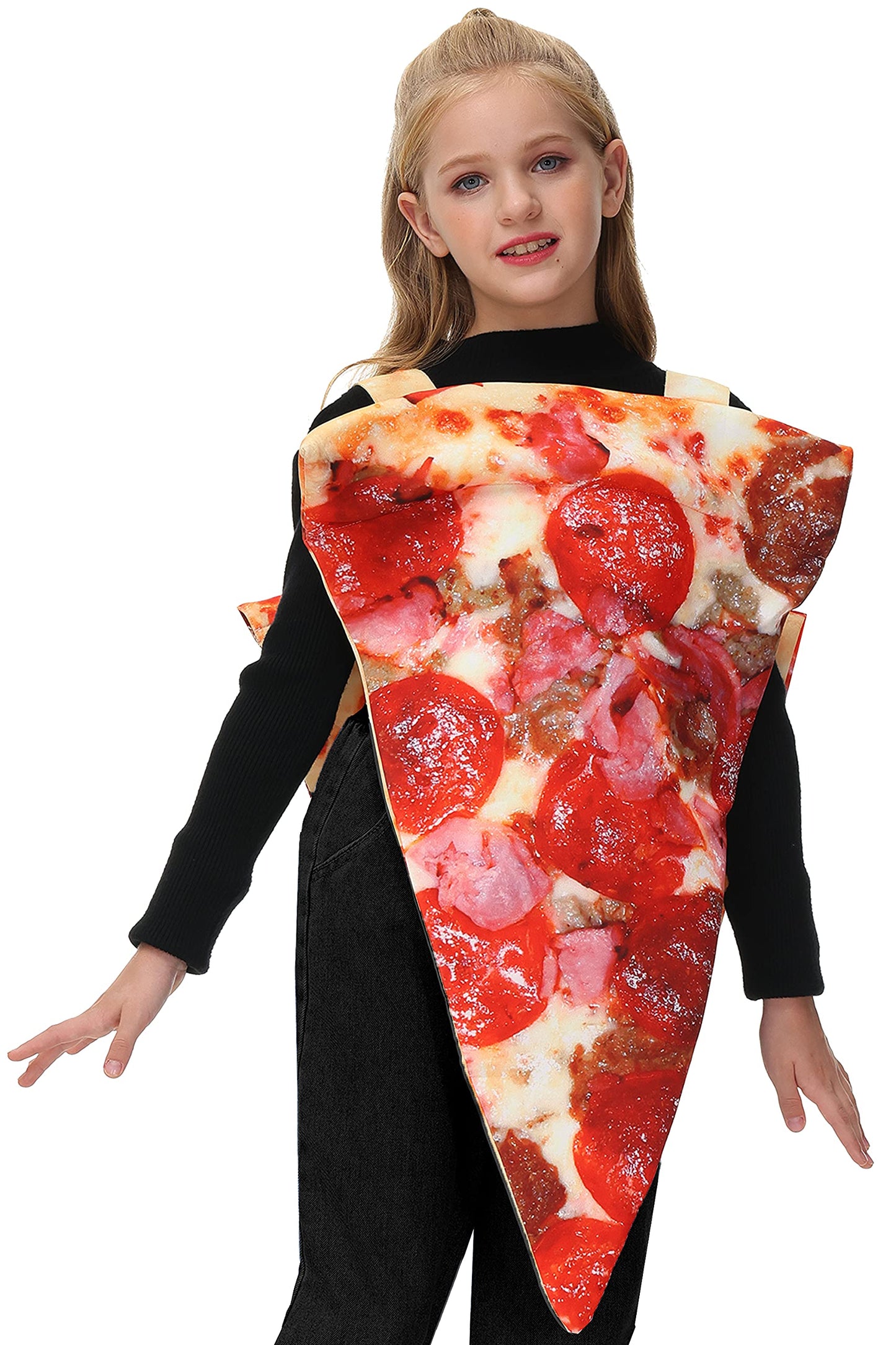 Aobute Boys Pizza Costume 3D Print Unisex Kids Pizza Slice Girls Halloween Funny Food Costume 11-13 Years