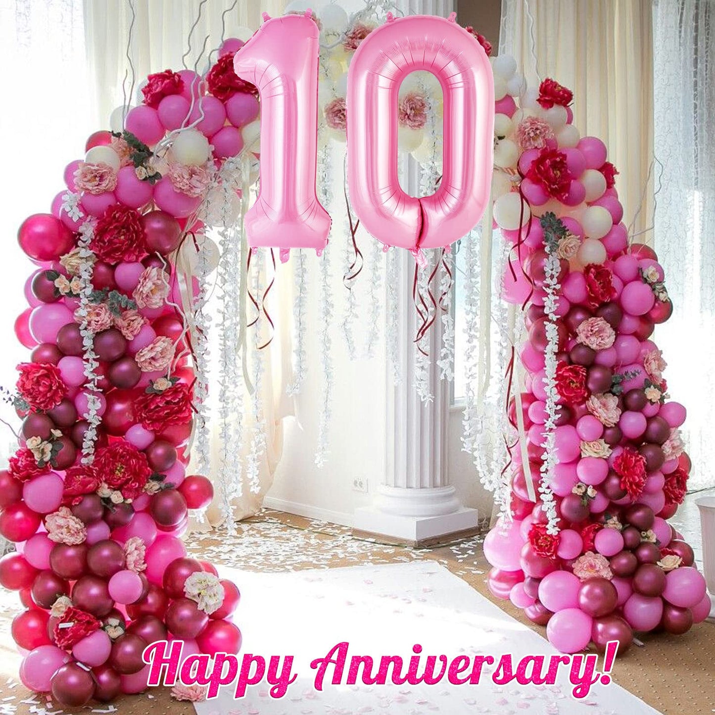 Pink Number 1 Balloon 40 Inch, Big Large Foil Helium Number Balloons, Jumbo Giant Mylar Number 1 Balloons For 1St First Birthday