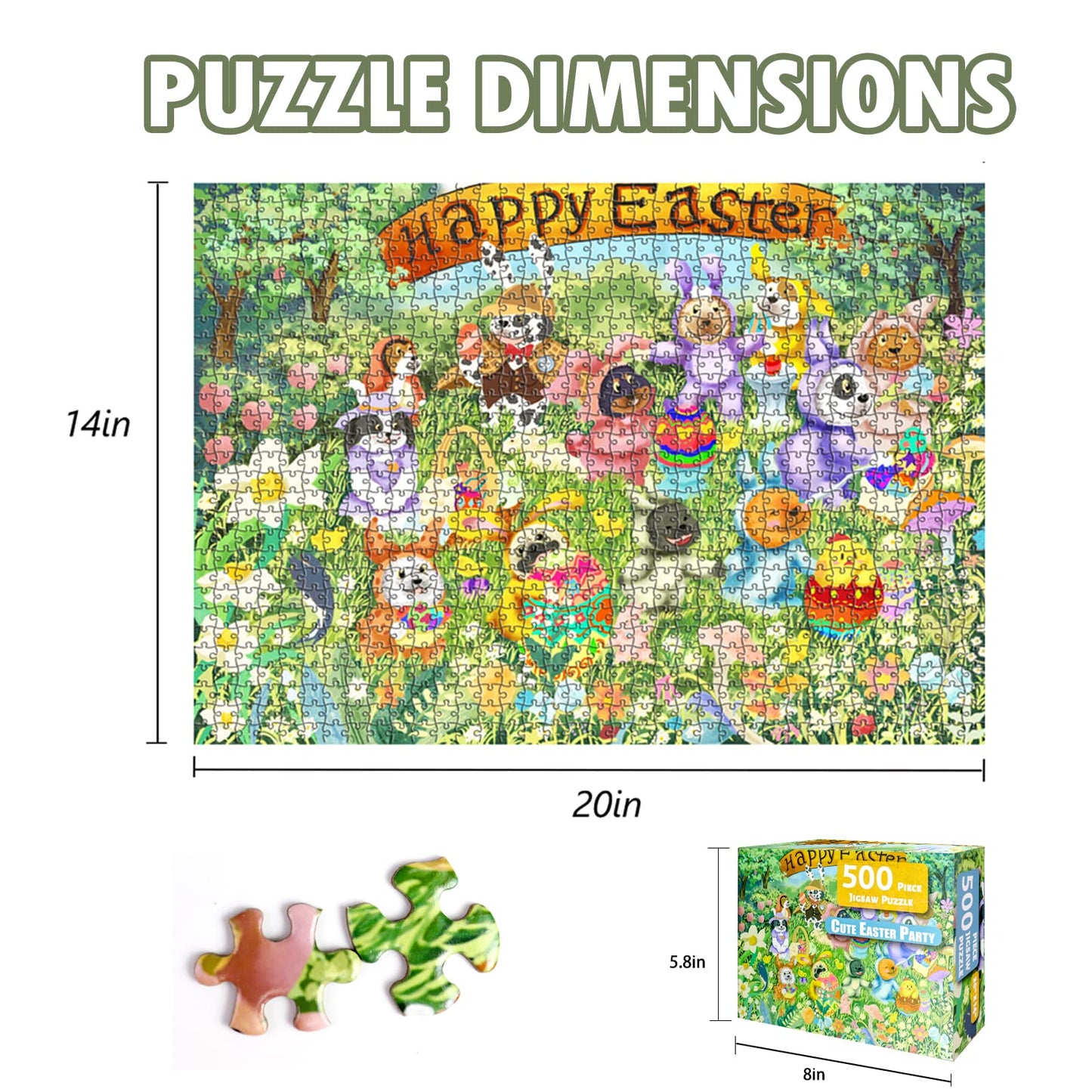 Easter Jigsaw Puzzles 500 Pieces For Adults - Easter Party Colorful Rabbits Egg Puzzles (Easter Party)
