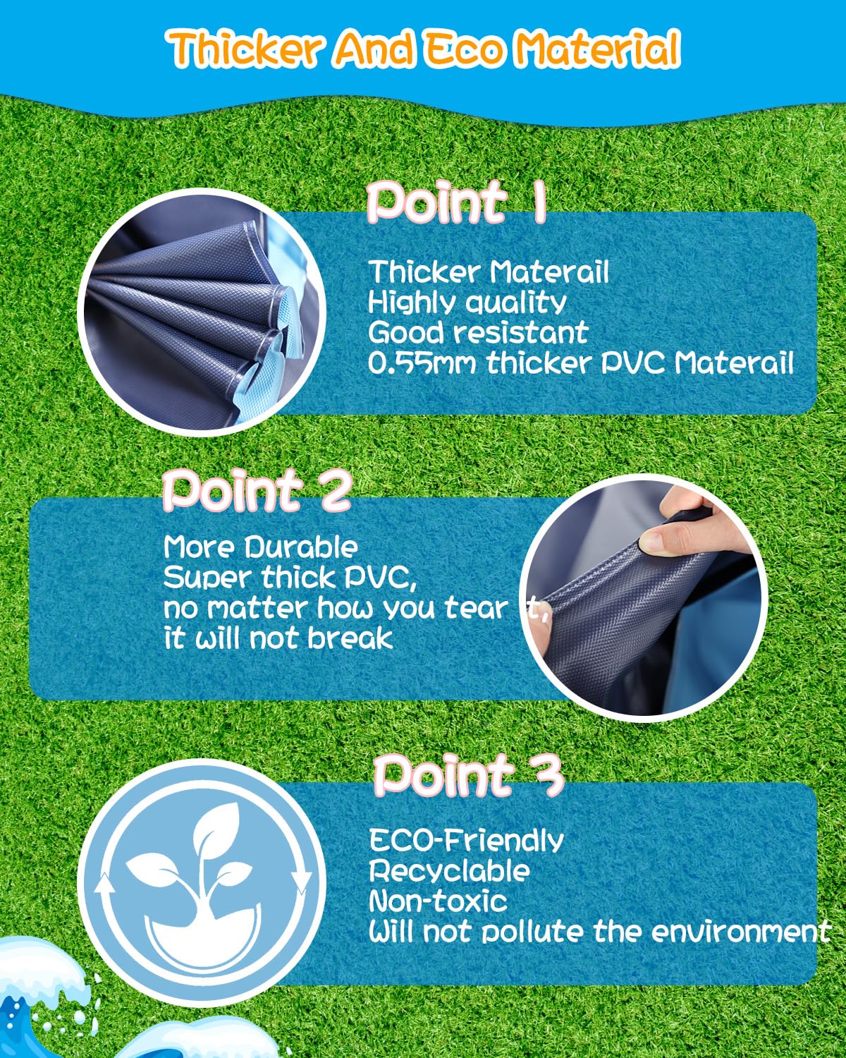 Instraella Splash Pad 120 For Dog And Kids, 10Ft Large Non-Slip Sprinkler Mat 1Mm Thickened And Foldable Large Pool Summer Fun O