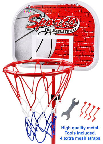 Basketball Hoop For Kids Toy Set | Adjustable Height Stand 2-4 Ft | Indoor & Outdoor Play For Toddler Boy & Girl